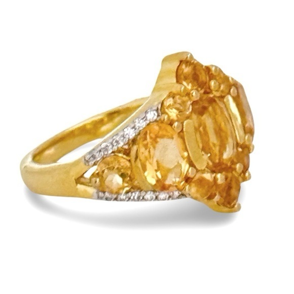 Citrine Diamond Cocktail Ring Abundance and Prosperity November Birthstone - Picture 1 of 8